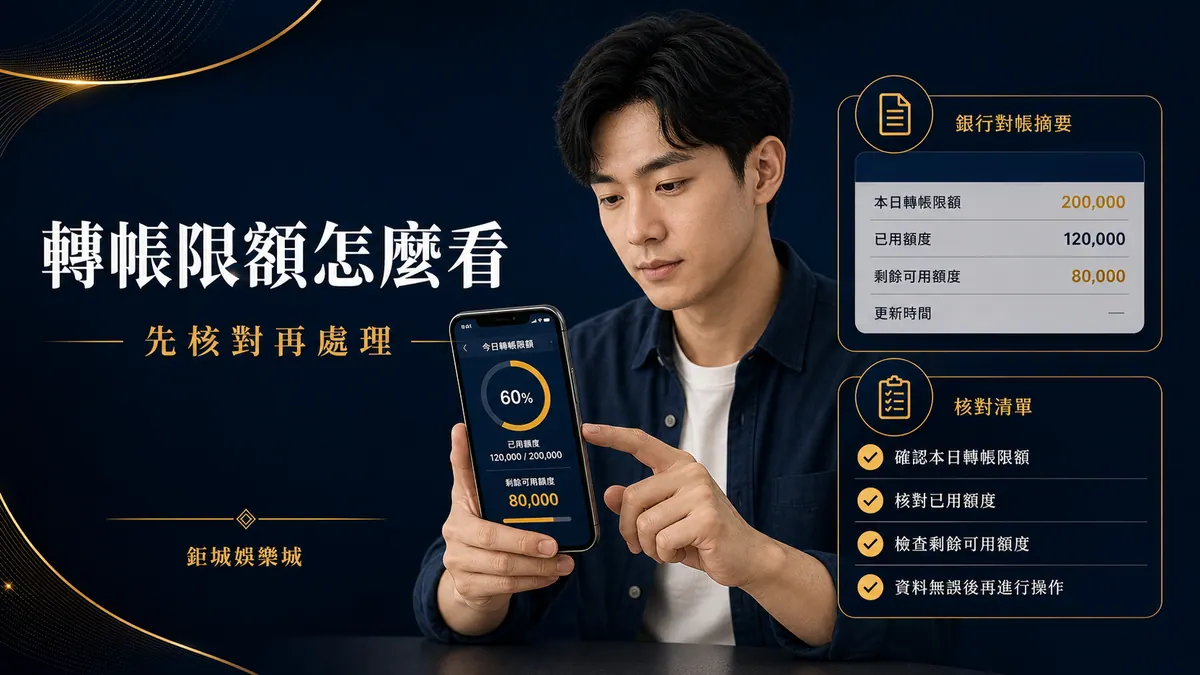 娛樂城轉帳限額怎麼看？單筆上限、分次入金與紀錄保存
